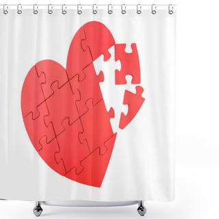 Personality  Red Puzzle Heart Shower Curtains