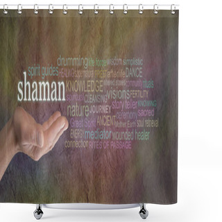 Personality  Shaman Rustic Word Cloud Banner   Shower Curtains