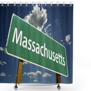 Personality  Massachusetts Green Road Sign Shower Curtains