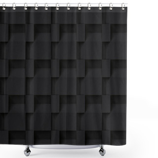Personality  Volume Realistic Texture, Cubes Steps, Black 3d Geometric Pattern, Design Vector Dark Background Shower Curtains