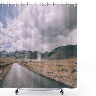 Personality  Empty Asphalt Road In Mountain Valley And Cloudy Sky In Indian Himalayas, Ladakh Region  Shower Curtains