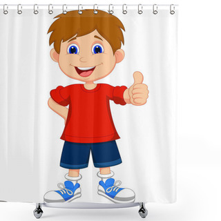 Personality  Cartoon Boy Giving You Thumbs Up Shower Curtains