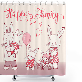 Personality   Illustration Of Funny Cartoon Bunnies Shower Curtains