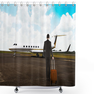Personality  Business Man Carrying Suitcase Shower Curtains
