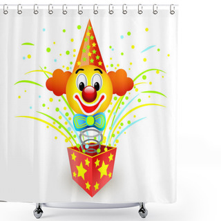 Personality  Box With A Clown. Vector Illustration. Shower Curtains