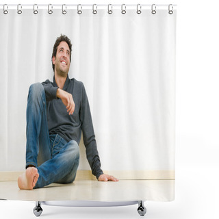Personality  Happy Thinking Guy Shower Curtains