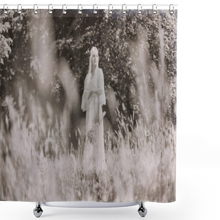 Personality  Bride Standing In Tall Grass Shower Curtains