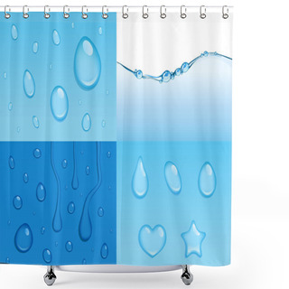 Personality  4 Vector Water Backgrounds With Drops And Bubbles, Boil Effect. Shower Curtains