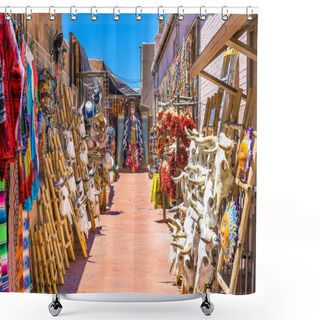 Personality  Santa Fe, New Mexico, USA Market Selling Traditional Southwestern Goods. Shower Curtains