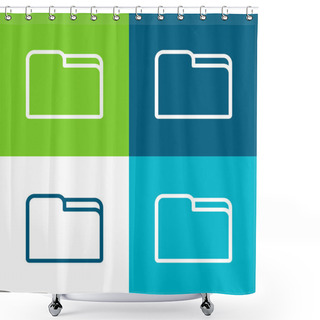 Personality  Big Folder Flat Four Color Minimal Icon Set Shower Curtains