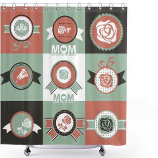 Personality  Set Of Greeting Labels For Mother's Day.Vector Illustration Shower Curtains