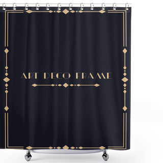 Personality  Art Deco Border And Frames. Modern Geometric Gold Frames, Decorative Line Border And Geometric Golden Label Frame. Shower Curtains