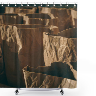 Personality  Selective Focus Of Arranged Paper Bags Shower Curtains