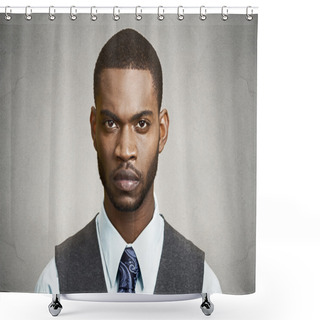 Personality  Headshot Of A Skeptical, Serious Business Man Shower Curtains