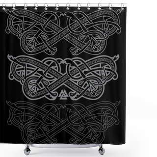 Personality  Ancient Celtic, Scandinavian Mythological Symbol Of Dragon. Celtic Knot Ornament Shower Curtains