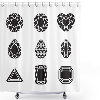 Personality  Silhouette Diamonds And Ruby Vector Line Icons Shower Curtains