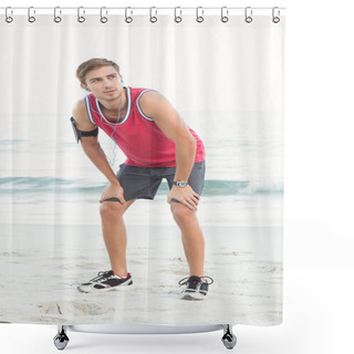 Personality  Concentrate Handsome Runner Doing Break  Shower Curtains
