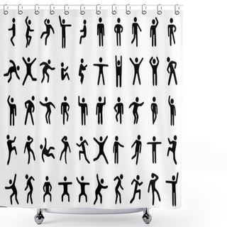 Personality  50 Stick Figure Set Shower Curtains
