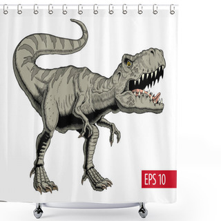 Personality  Tyrannosaurus Rex Or T Rex Dinosaur Isolated On White. Vector Illustration. Shower Curtains