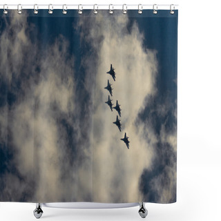 Personality  Group Su-27 Performing Aerobatics At An Airshow Shower Curtains