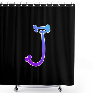 Personality  Bones Halloween Typography Letter J Blue Gradient Vector Icon Shower Curtains