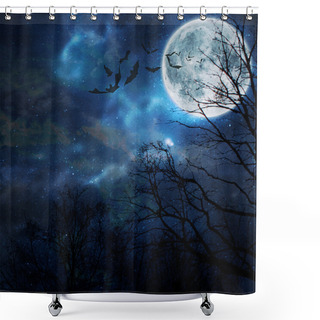 Personality  Bats Flying In The Night Shower Curtains