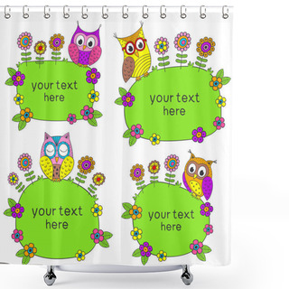 Personality  Set Of Isolated Frames With Funny Owls - Vector Illustration, Eps Shower Curtains