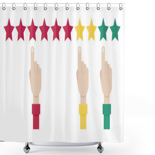Personality  Net Promoter Score, Loyalty Concept. Man Finger Choosing Someting. Vector Illustration In Flat Style Shower Curtains