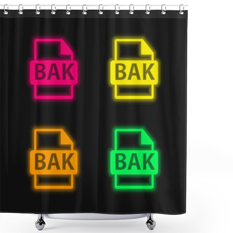 Personality  BAK File Format Symbol Four Color Glowing Neon Vector Icon Shower Curtains