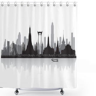 Personality  Bangkok Thailand City Skyline Silhouette Shower Curtains