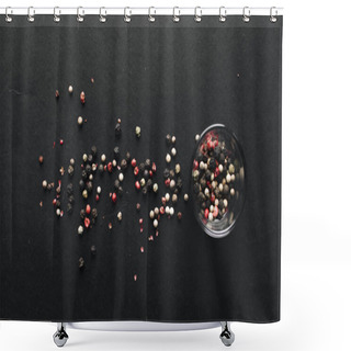 Personality  Glass With Assorted Peppercorns On Black Background Shower Curtains