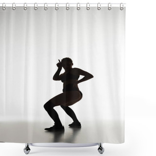 Personality  Silhouette Of Sexy Girl Twerking Isolated On White Shower Curtains