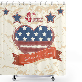 Personality  Vector Independence Day Poster. Retro Vintage Version Shower Curtains