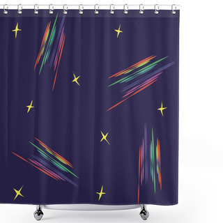 Personality  Seamless Pattern With Stars And Northern Lights Shower Curtains