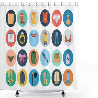 Personality  Fashion Flat Icons 2 Shower Curtains