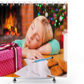 Personality  Little Girl Sleeping Near Christmas Tree Shower Curtains