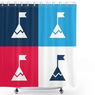 Personality  Achievement Blue And Red Four Color Minimal Icon Set Shower Curtains