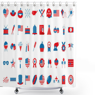 Personality  Independence Day Flat Style Icon Set Vector Design Shower Curtains