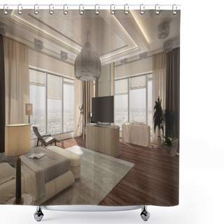 Personality  Interior Of Luxury Bedroom_angle001 (render) Shower Curtains