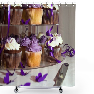Personality  Wedding Cake - Bunch Of Yummy Colorful Cupcakes Shower Curtains