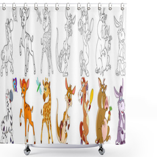 Personality  Cartoon Animals Set Shower Curtains