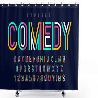 Personality  Condensed Colorful Display Font Design, Alphabet And Numbers. Shower Curtains