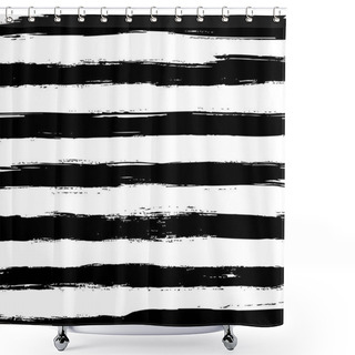 Personality  Black Horizontal Hand Drawn Stripes Shower Curtains