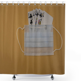 Personality  The Combination Of A Royal Flush In A Medical Mask Shower Curtains