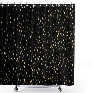 Personality  Gold Confetti Shower On Black. Luxury New Year Christmas Celebration Border. Rich Gold, Silver Sequins Winter Confetti. Golden Sequins, Falling Down Xmas Stars. Golden Sequins, Falling Stars Shower Curtains