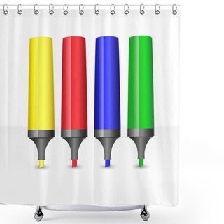 Personality  Vector Illustration Of Colored Markers. Shower Curtains