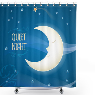 Personality  Cartoon Sleeping Moon Shower Curtains