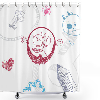 Personality  Hand Drawn Cartoon Angry Boy. Shower Curtains