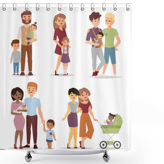 Personality  Different Family Vector Illustration. Shower Curtains