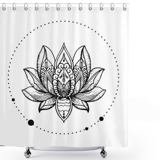 Personality  Beautiful, Oriental Detailed Lotus Flower - Stylish Idea Of Tattoo. Shower Curtains